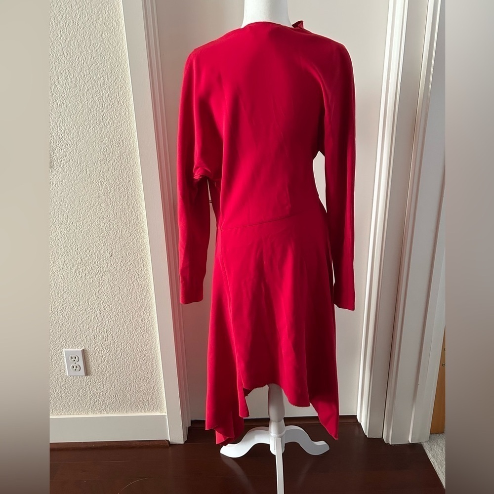 Marn Asymmetrical ALine Dress Red Midi made in Italy retail over $1500 size M - Picture 3 of 12